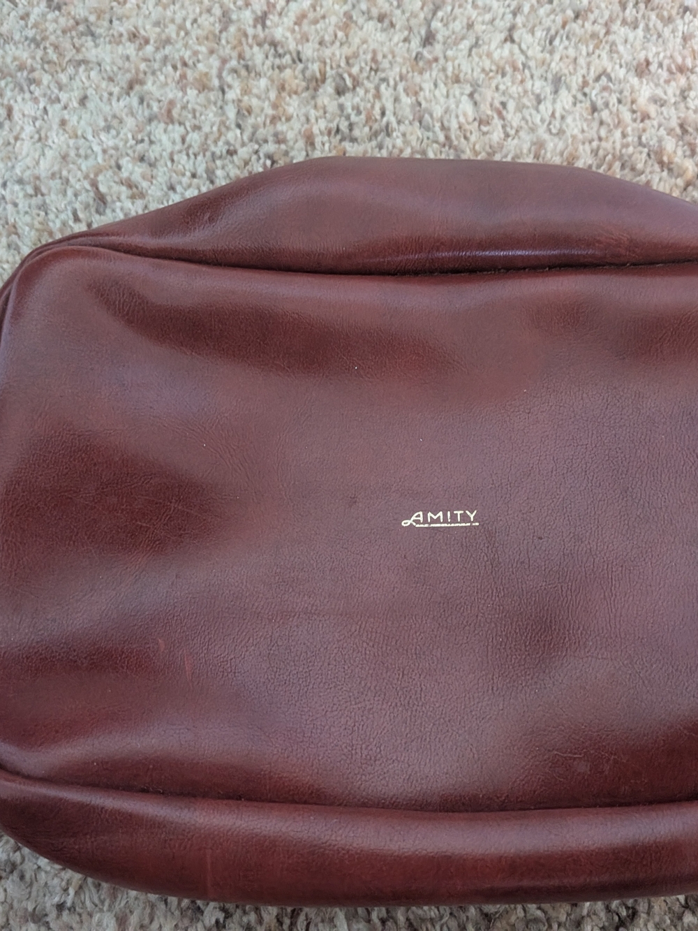 Amity Burgundy Leather Toiletry Bag
